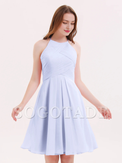 Short chiffon pocket bridesmaid dress