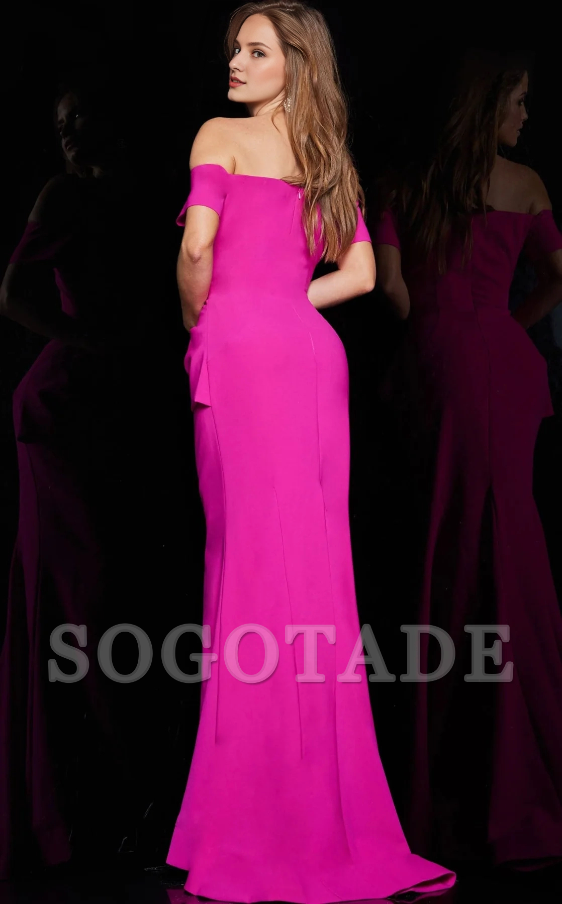 Off shoulder collar strapless mermaid and floor length Prom dress