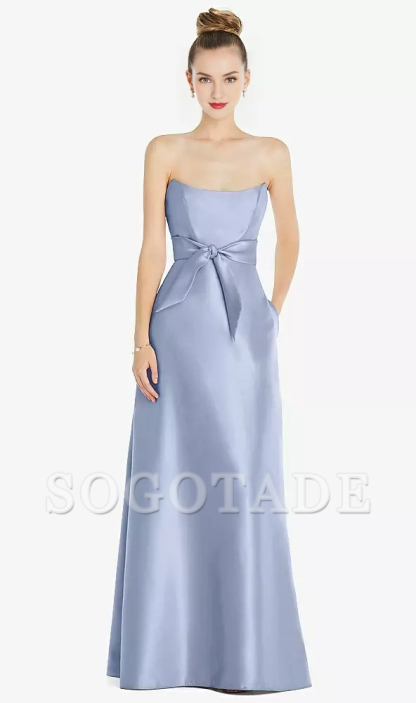 Mini waist belt Basque collar strapless satin Prom dress