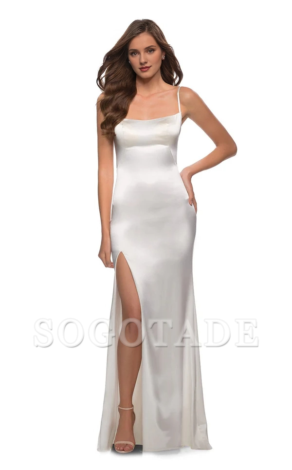 Square neckline sleeveless tight corset and floor length gown evening dresses