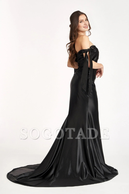 Fitted skirt satin long dress