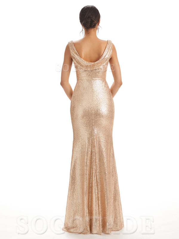 Sleeveless V Neck Mermaid Cultivate oneself Sequin Shining Luxury Bridesmaid Dresses Formal Women's Dresses Wedding Guest Dresses