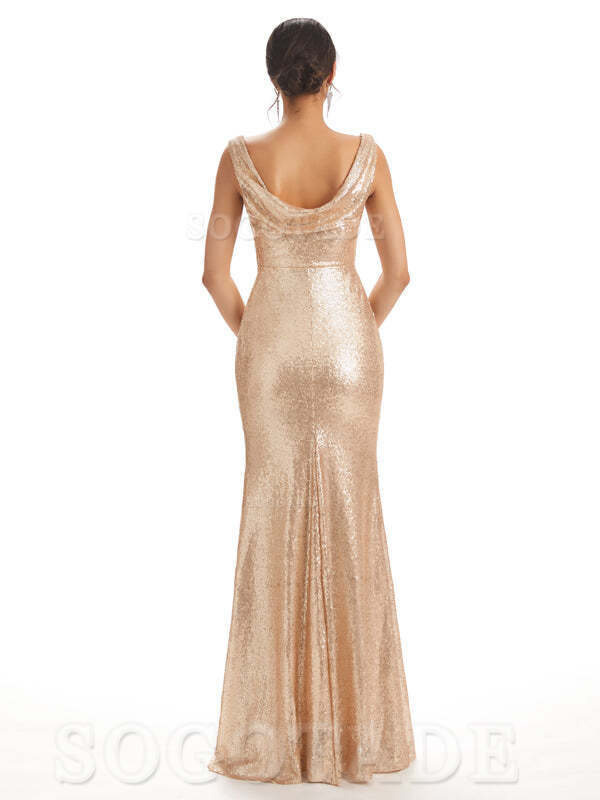 Sleeveless V Neck Mermaid Cultivate oneself Sequin Shining Luxury Bridesmaid Dresses Formal Women's Dresses Wedding Guest Dresses