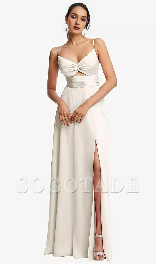 Adjustable shoulder straps triangular hollow tight corset long Prom dress