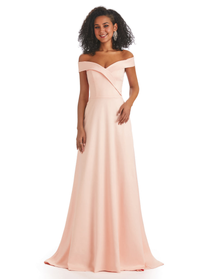 Soft Satin Off The Shoulder Long A-Line African Bridesmaid Dresses prom dress stores ﻿