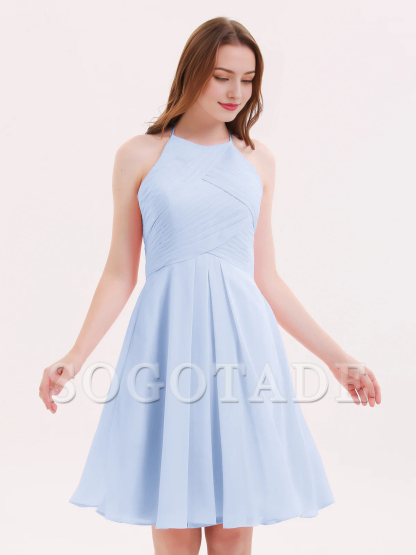 Short chiffon pocket bridesmaid dress