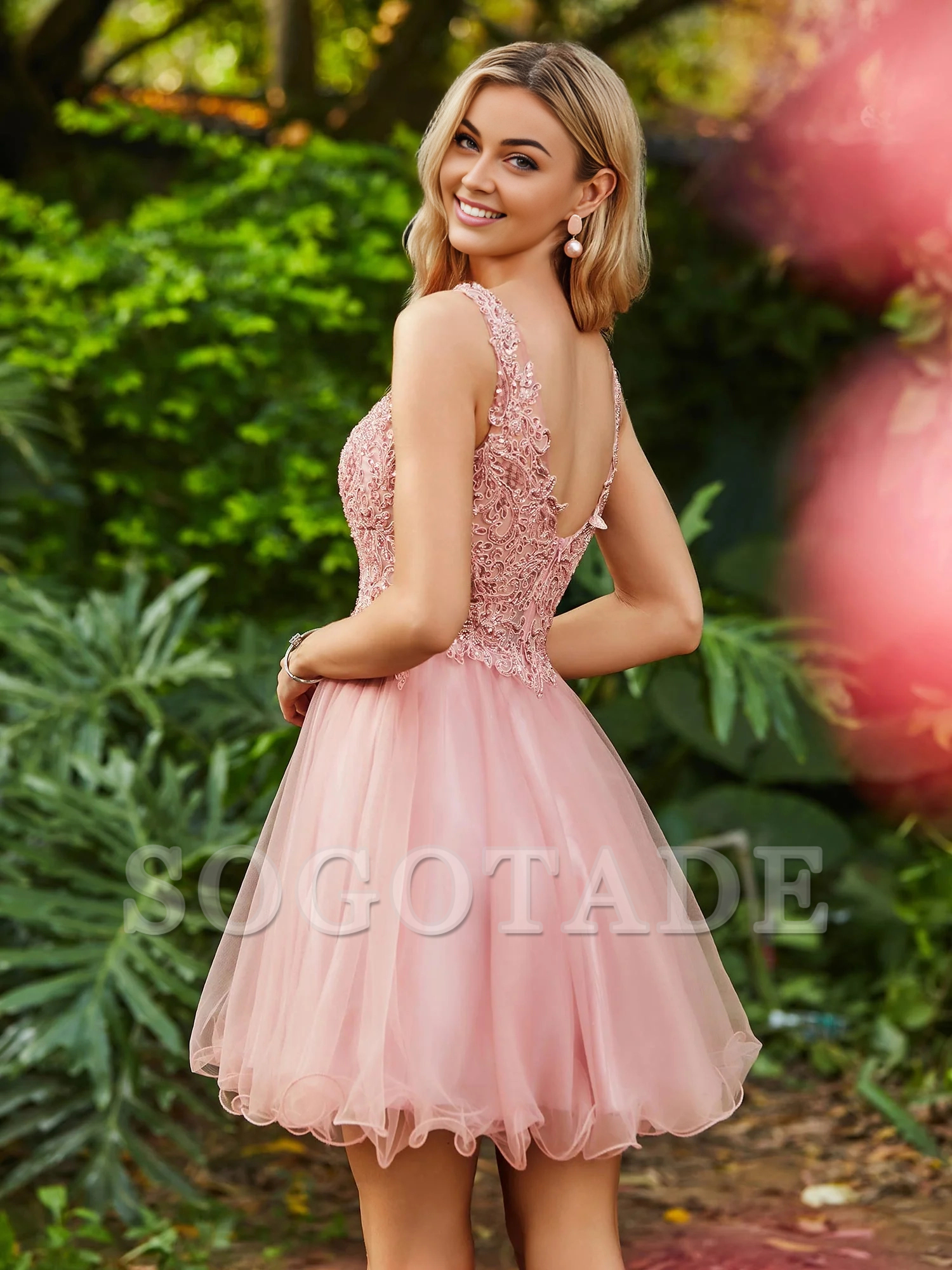 A-line sequined top with ruffled edges for short Homecoming dress