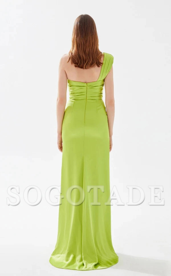 A-line asymmetrical collar tight corset and floor length evening dress-SOGOTADE