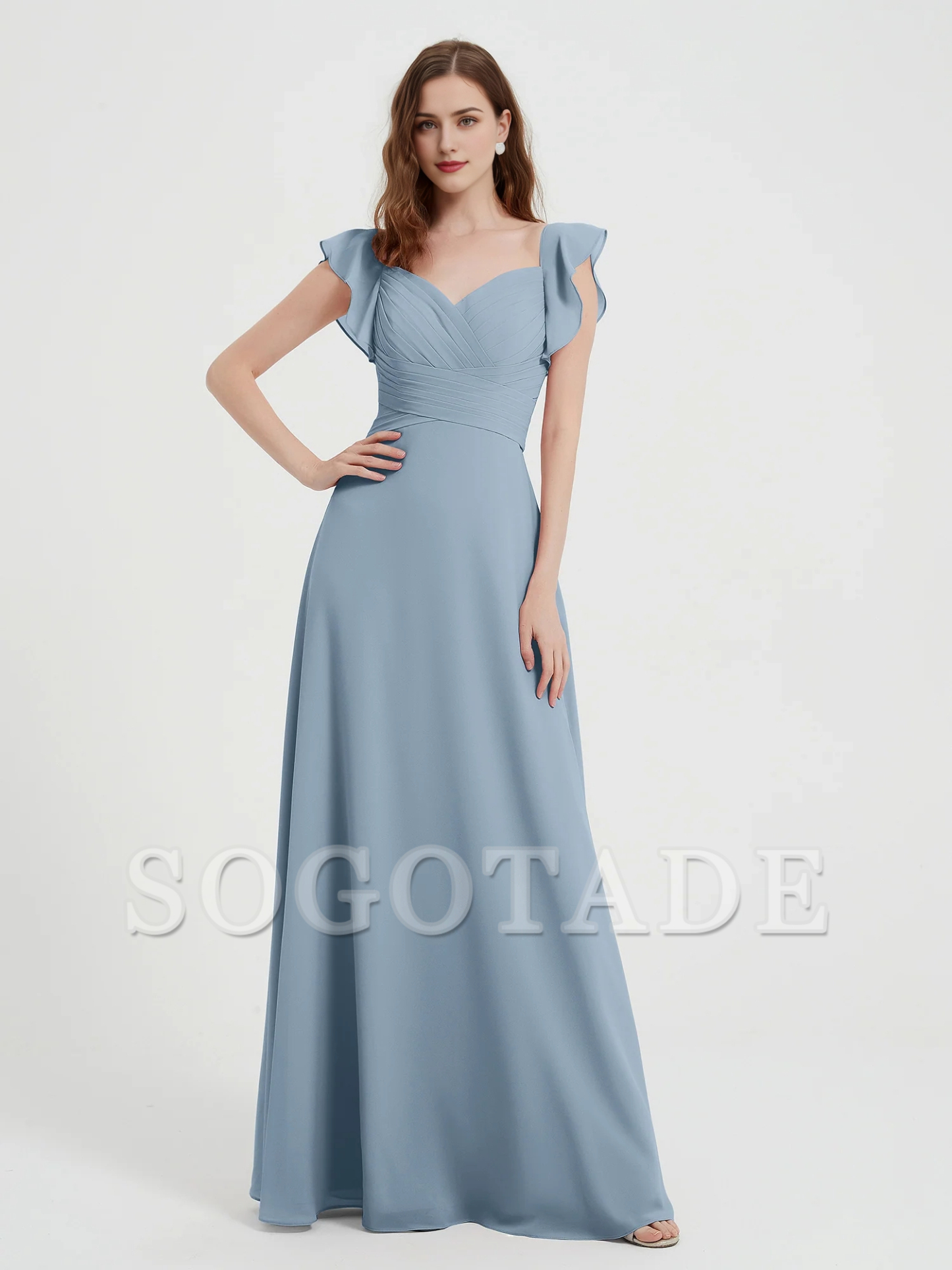 Sweetheart Drifting Sleeves Chiffon Dress