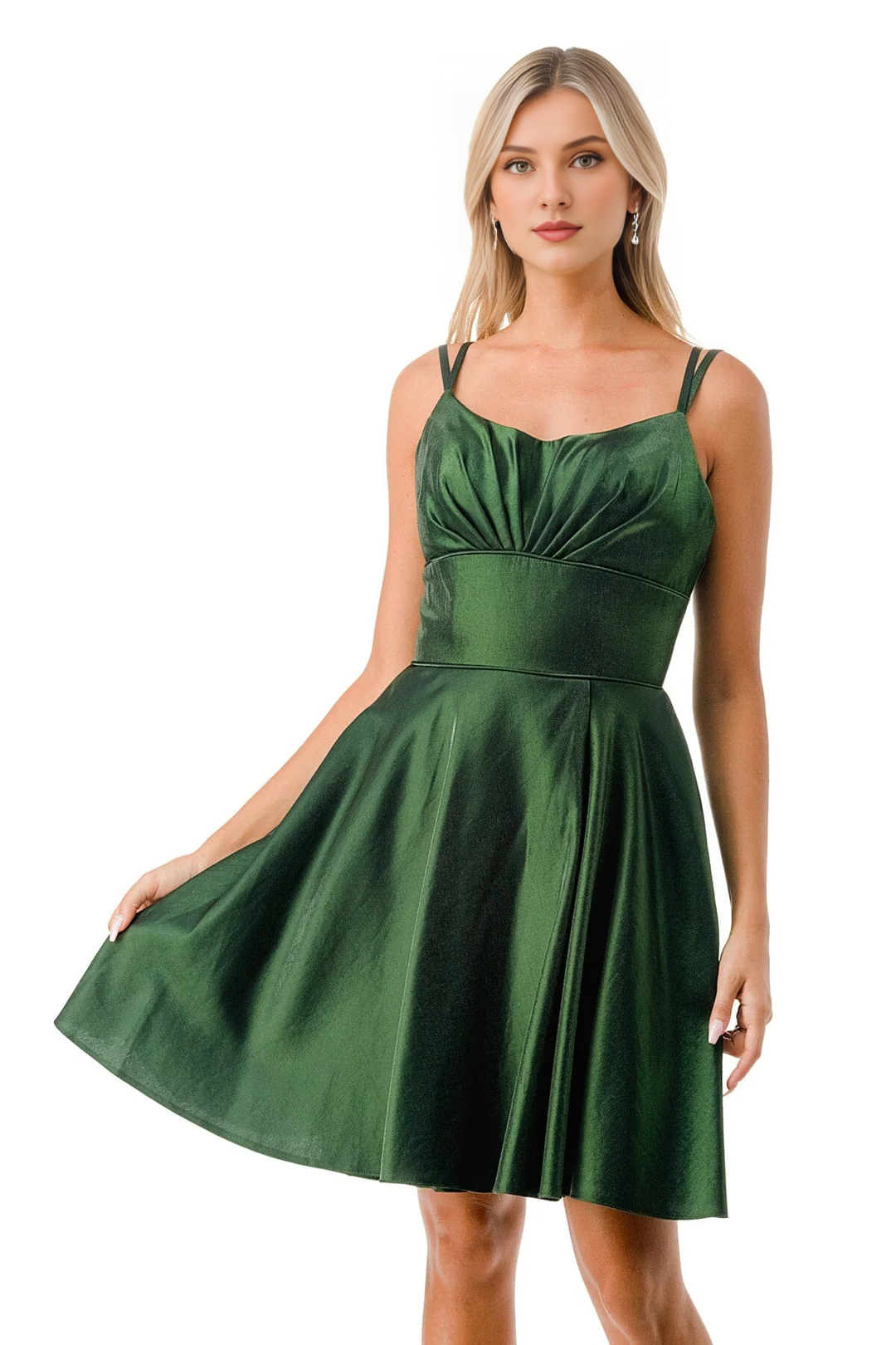 A-line pleated short sleeveless dress