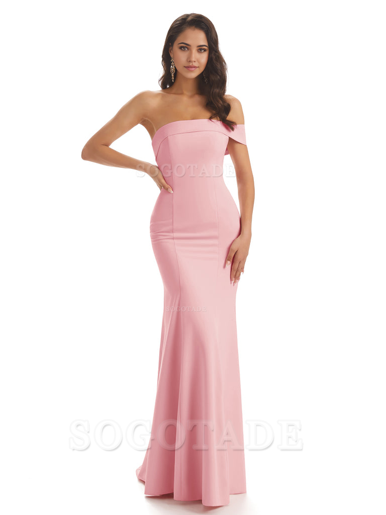 Mermaid One Shoulder Floor-Length Satin Sexy formal dresses evening gown Bridesmaid Dresses