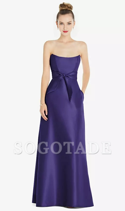 Mini waist belt Basque collar strapless satin Prom dress