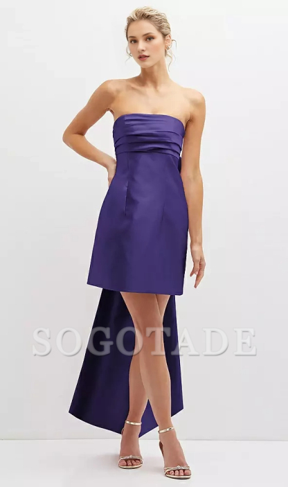Super large bow strapless satin mini Prom dress