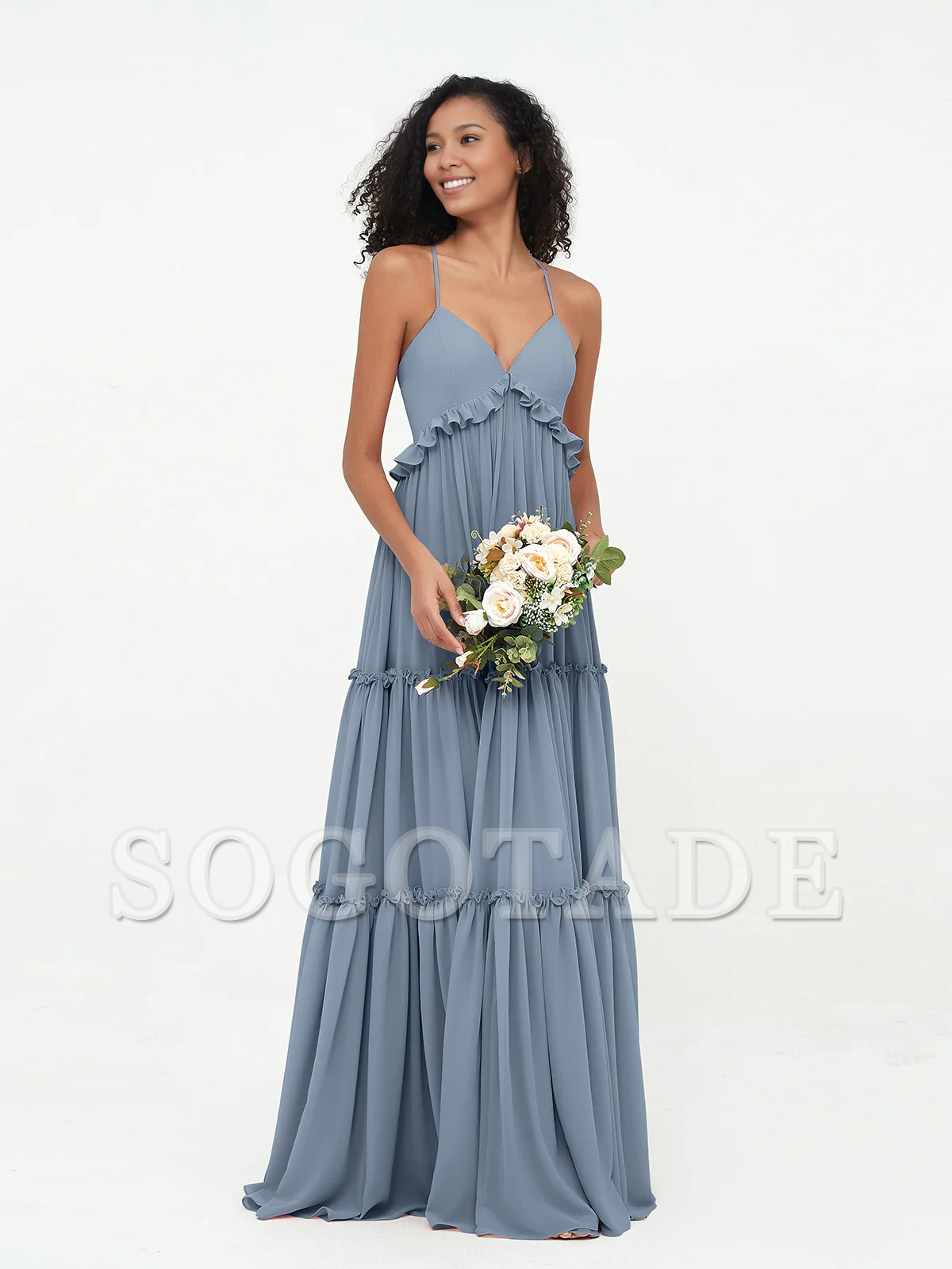 Empire chiffon layered dress Max Bohemian bridesmaid dress