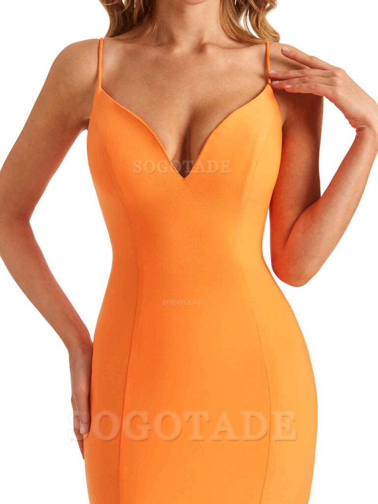 Sexy V-Neck Mermaid Cultivate oneself Spaghetti Straps Backless Long Charming Bridesmaid Dresses Formal Women's Dresses Wedding Guests Dresses