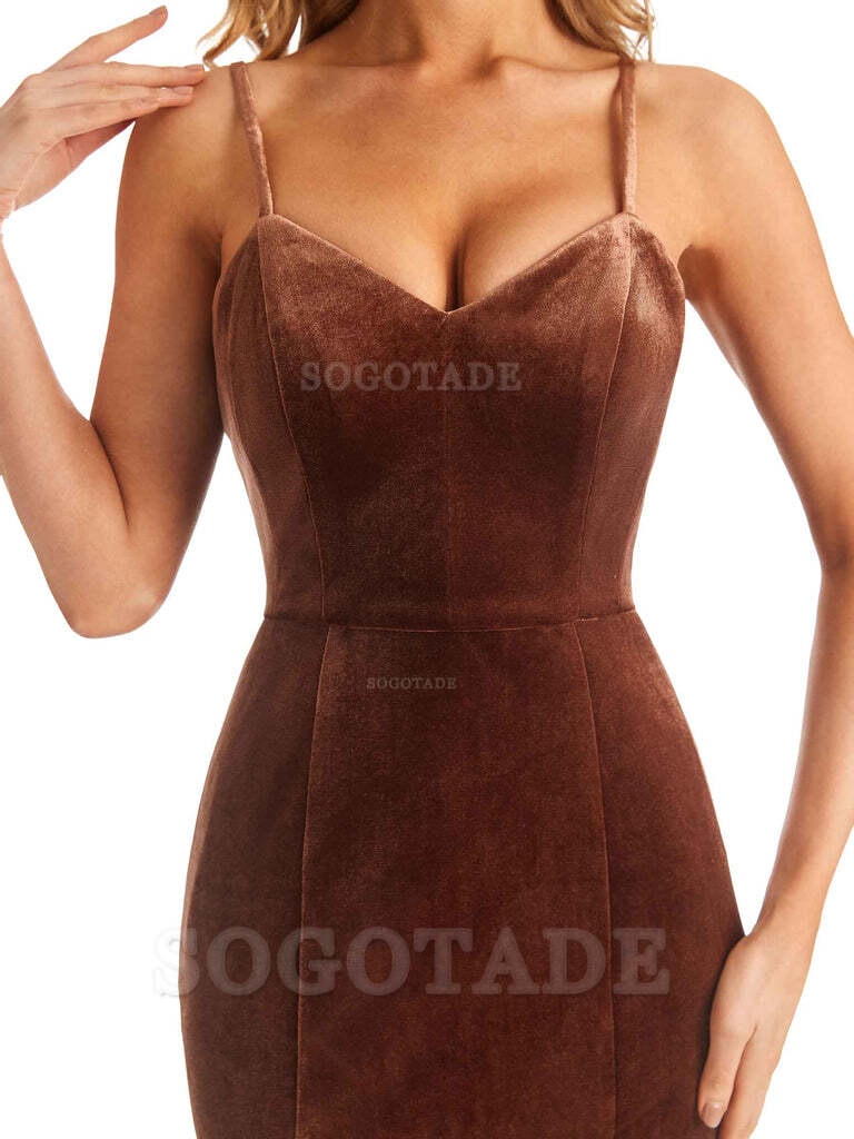 Elegant Charming V-Neck Mermaid Spaghetti Straps Backless Velvet Long High Quality Bridesmaid Dresses Formal Women's Dresses Wedding Guests Dresses