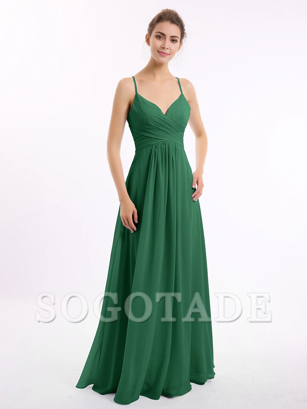 Thin shoulder strap V-neck chiffon dress