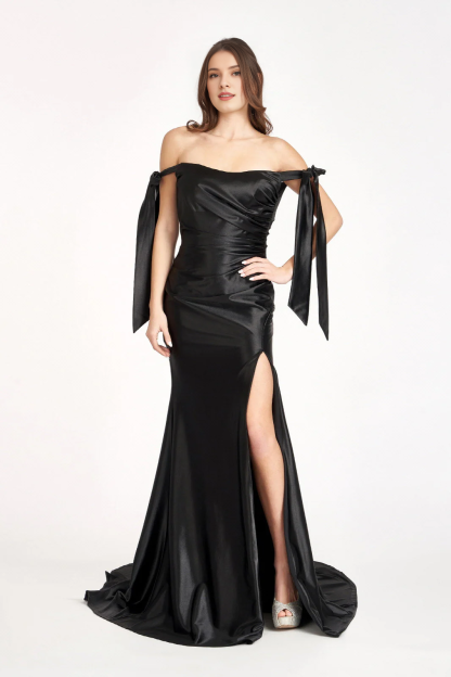 Fitted skirt satin long dress