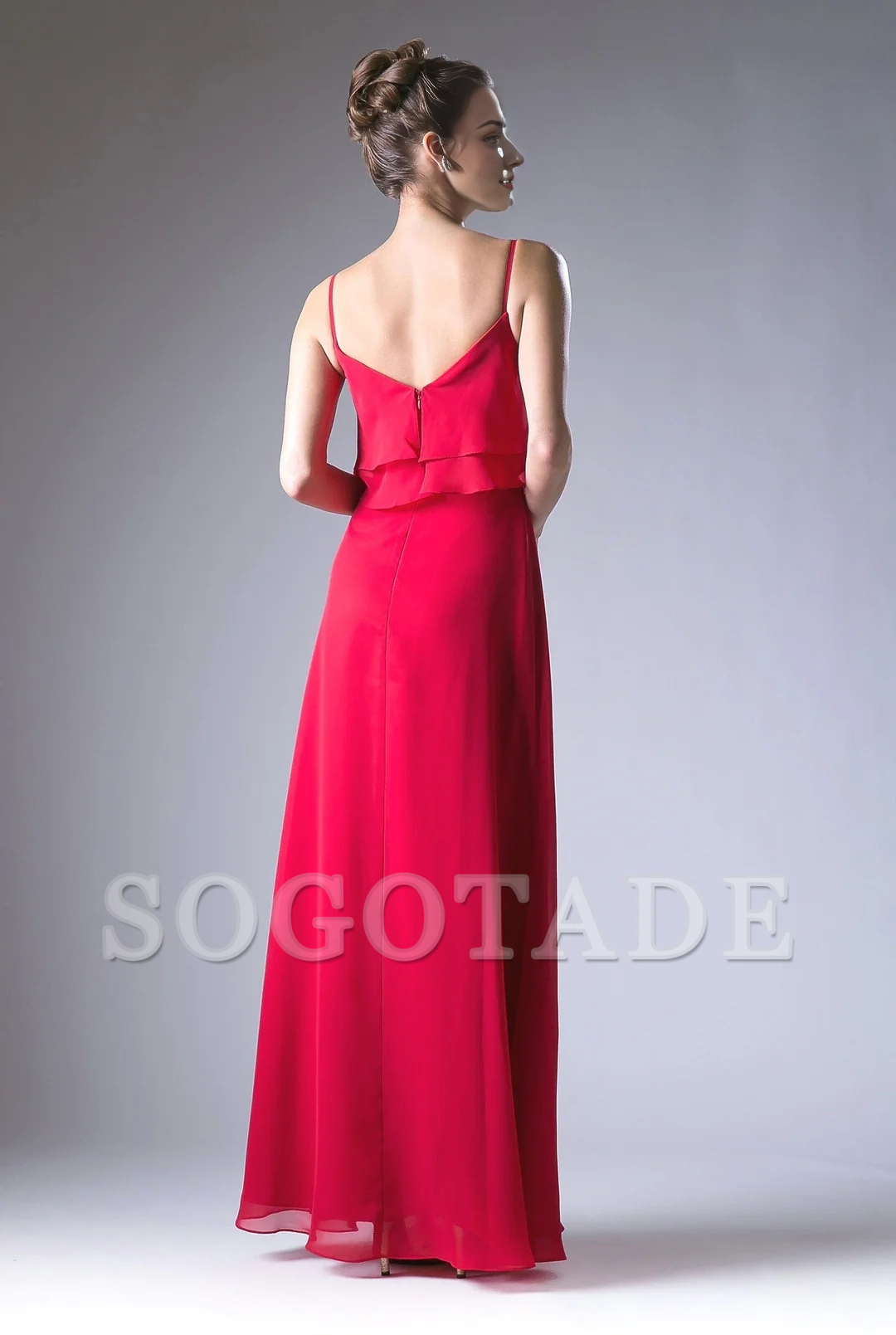 Lotus leaf edge sleeveless chiffon long dress