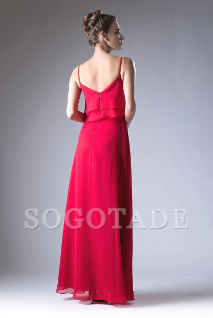 Lotus leaf edge sleeveless chiffon long dress