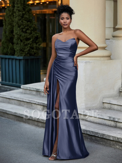 Sweetheart  satin trailing Prom dress