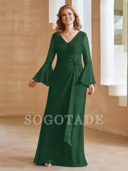 V-neck folds and mother of the bride dress