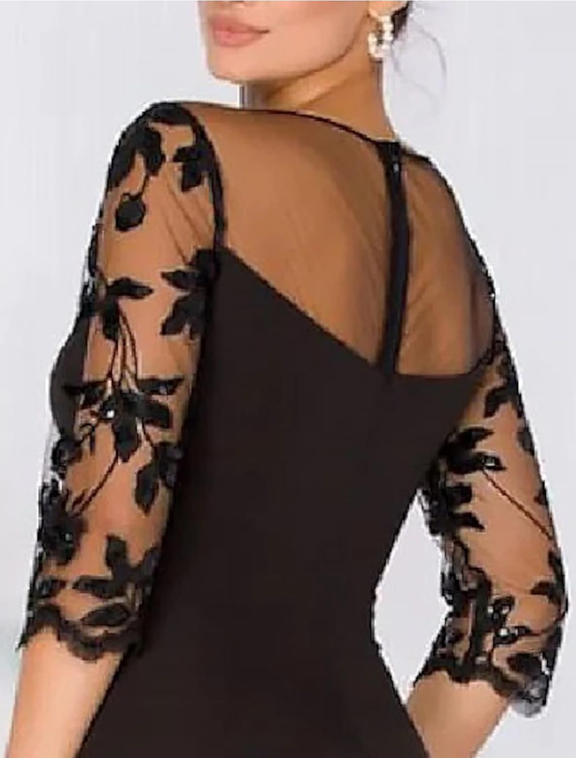 A-line elegant wedding guest dress palace train jewelry collar 3/4 sleeve evening dress with beaded slit decal 2024-SOGOTADE