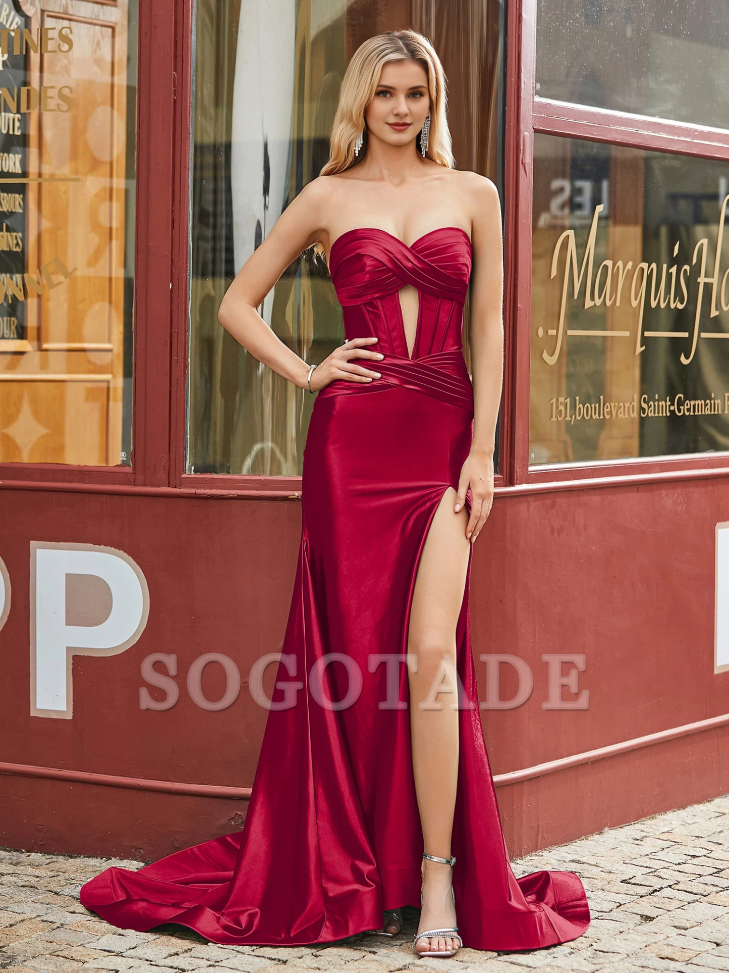 Sweetheart trumpet/fish tail pleated Prom dress