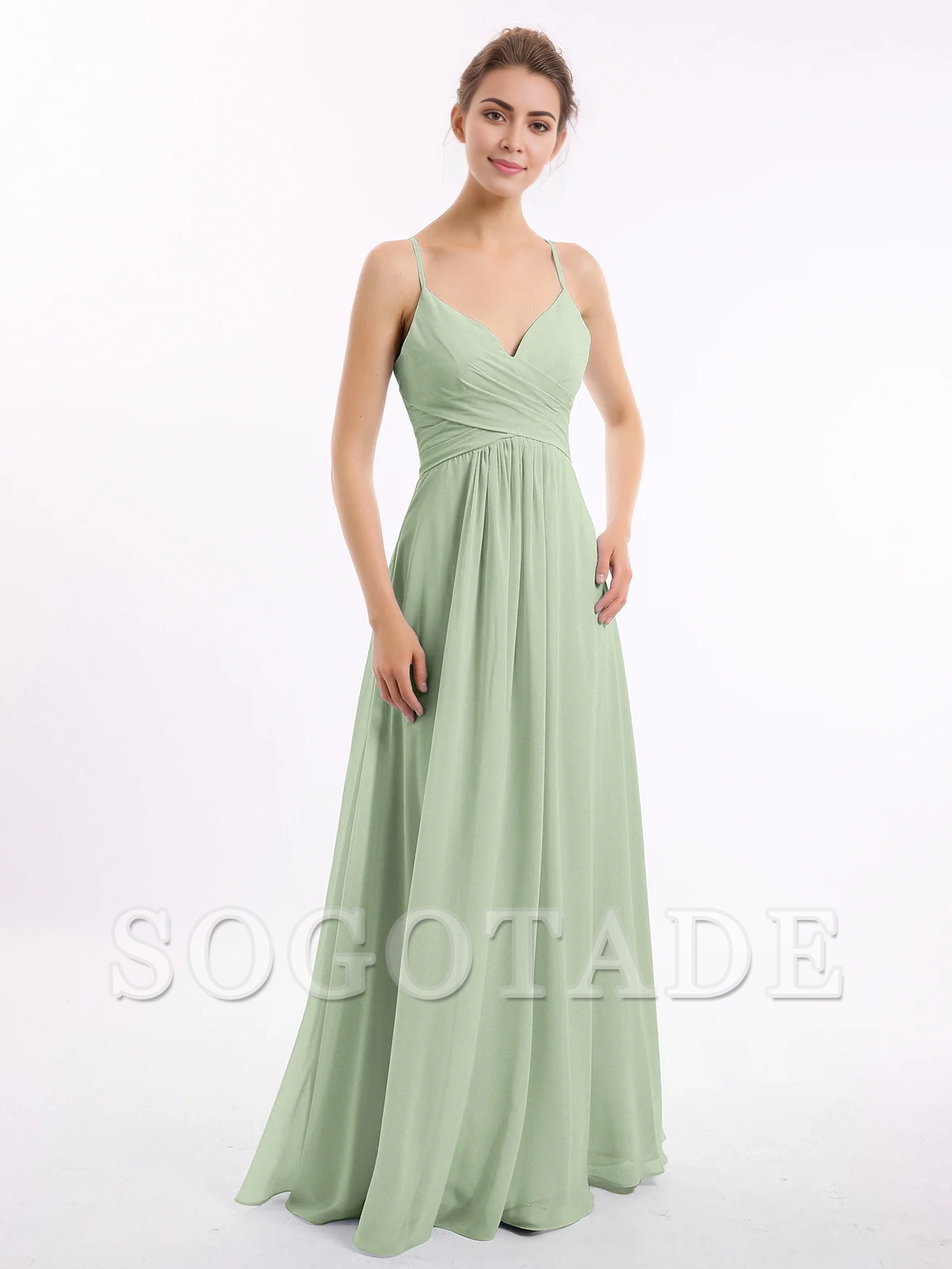 Thin shoulder strap V-neck chiffon dress