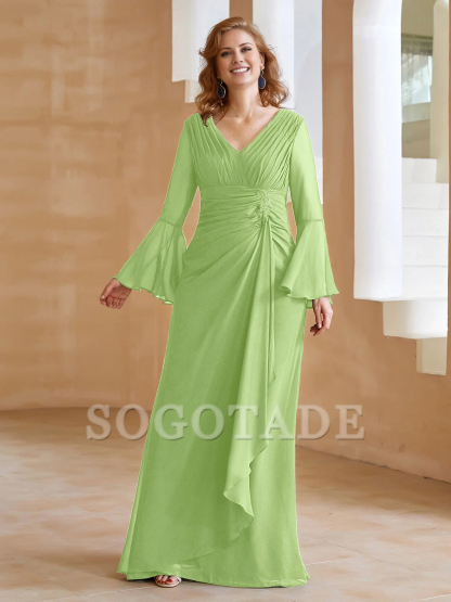 V-neck folds and mother of the bride dress