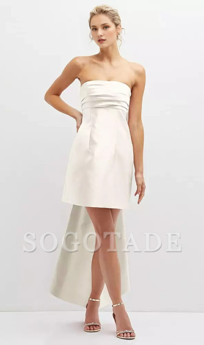 Super large bow strapless satin mini Prom dress