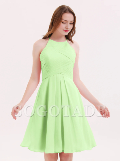 Short chiffon pocket bridesmaid dress