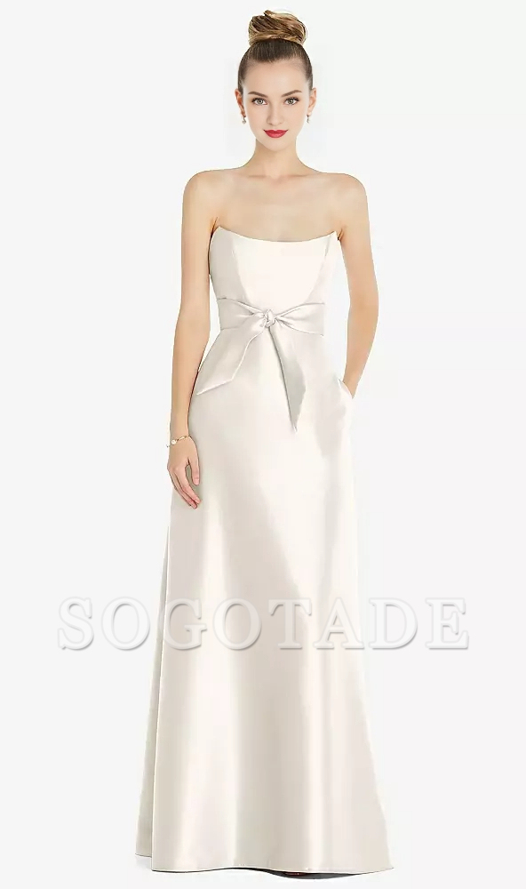 Mini waist belt Basque collar strapless satin Prom dress