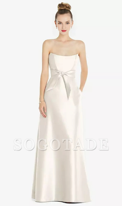 Mini waist belt Basque collar strapless satin Prom dress