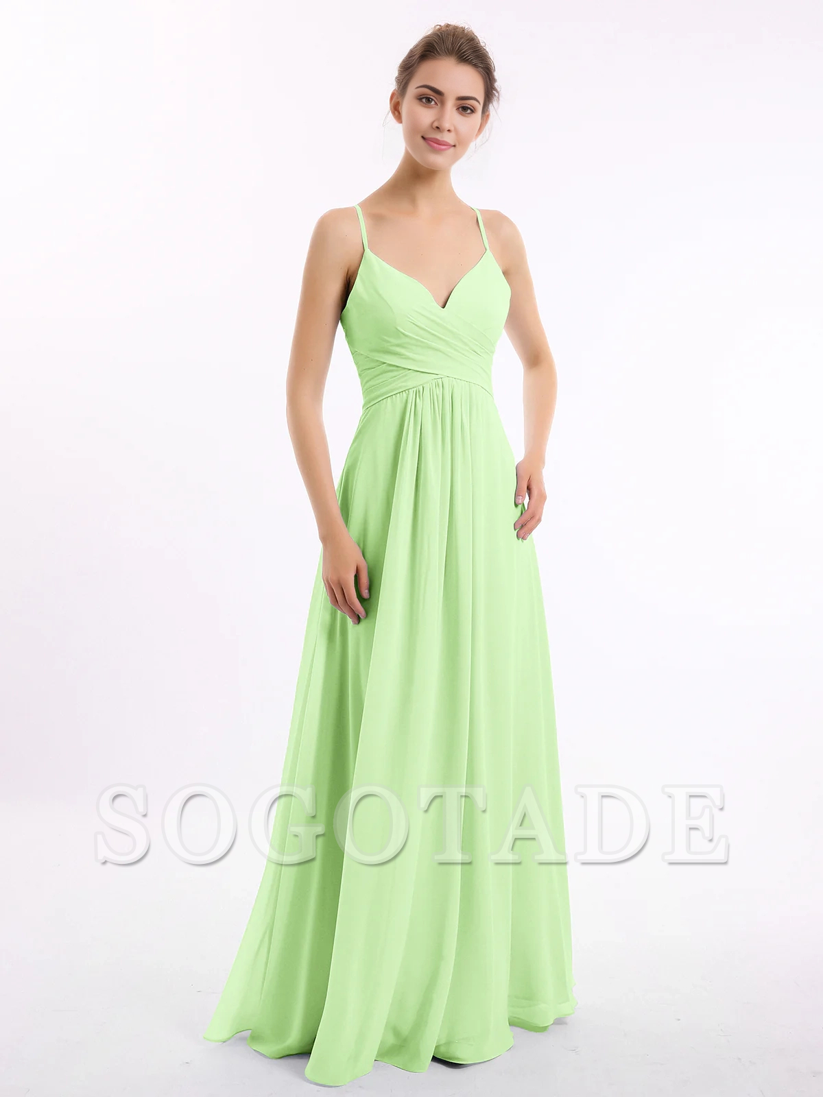 Thin shoulder strap V-neck chiffon dress