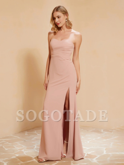 Sweetheart tight slit chiffon dress