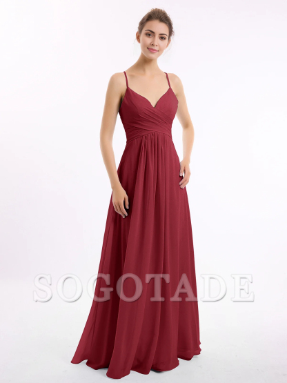 Thin shoulder strap V-neck chiffon dress