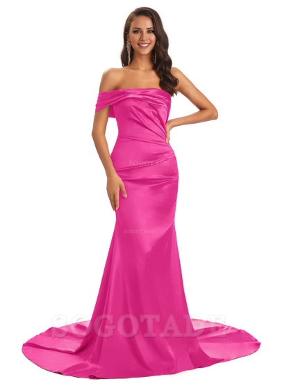 Sexy Soft Satin One Shoulder Long Unique Mermaid Bridesmaid Dresses Elegant Evening Party Dress