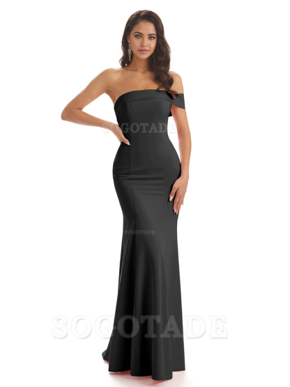 Mermaid One Shoulder Floor-Length Satin Sexy formal dresses evening gown Bridesmaid Dresses