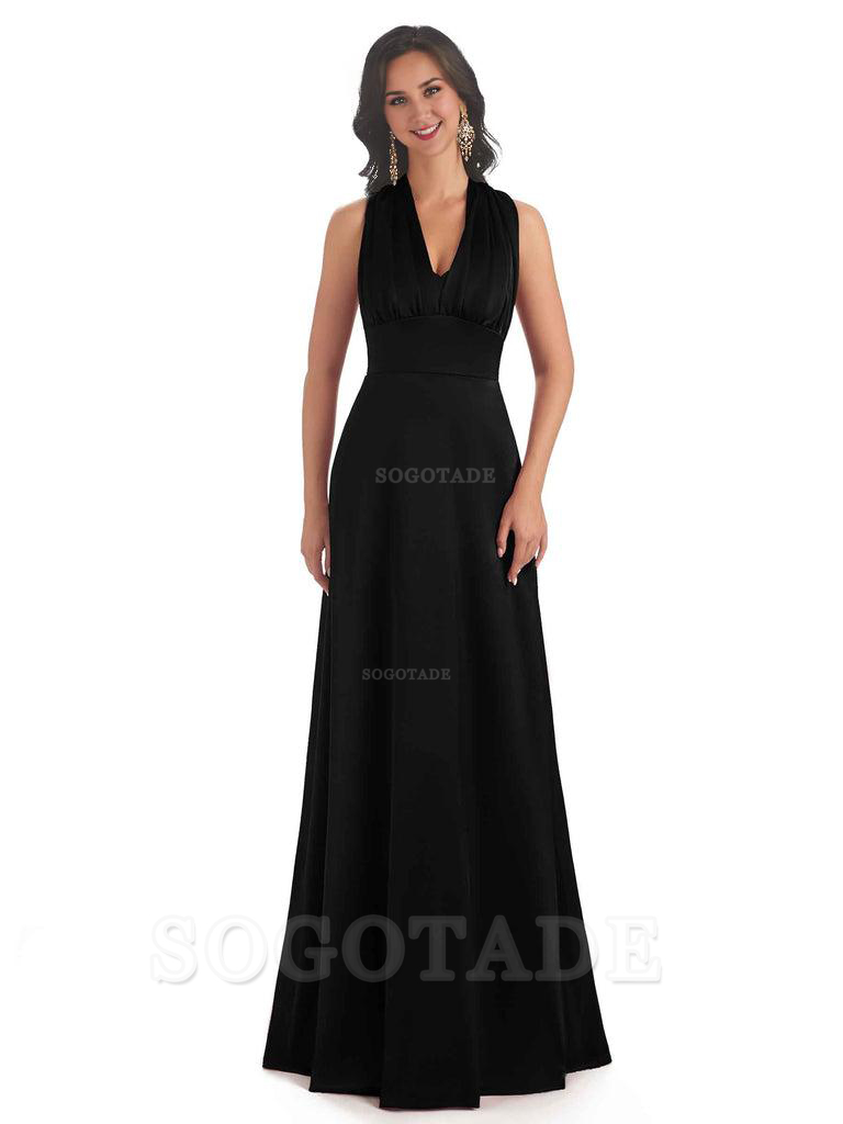 Convertiable Soft Satin A-Line Long Wedding Bridesmaid Dresses Online prom dress in store