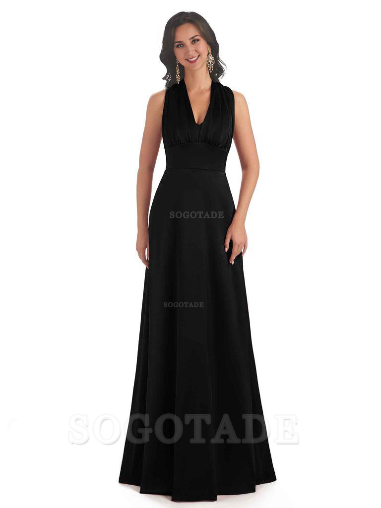 Convertiable Soft Satin A-Line Long Wedding Bridesmaid Dresses Online prom dress in store