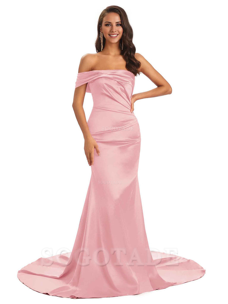Sexy Soft Satin One Shoulder Long Unique Mermaid Bridesmaid Dresses Elegant Evening Party Dress