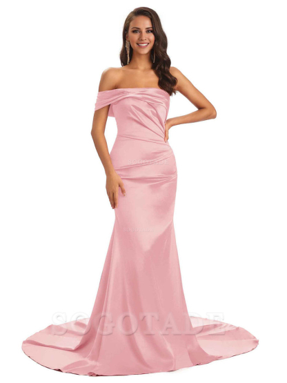 Sexy Soft Satin One Shoulder Long Unique Mermaid Bridesmaid Dresses Elegant Evening Party Dress