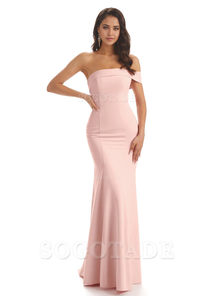 Mermaid One Shoulder Floor-Length Satin Sexy formal dresses evening gown Bridesmaid Dresses