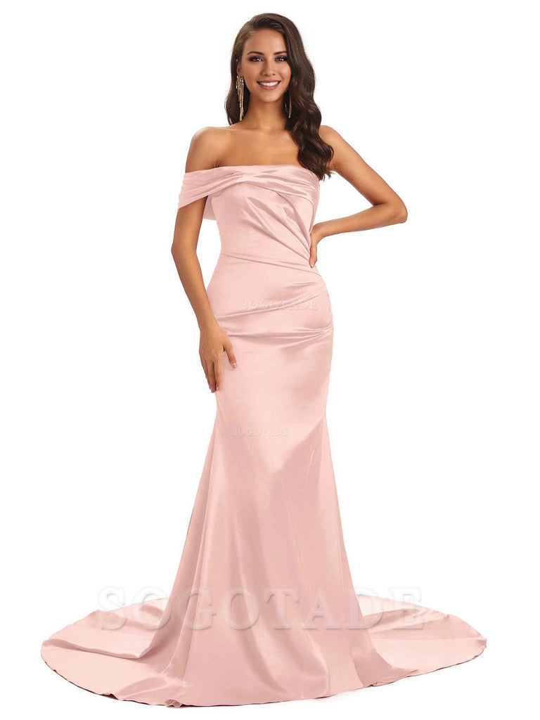 Sexy Soft Satin One Shoulder Long Unique Mermaid Bridesmaid Dresses Elegant Evening Party Dress
