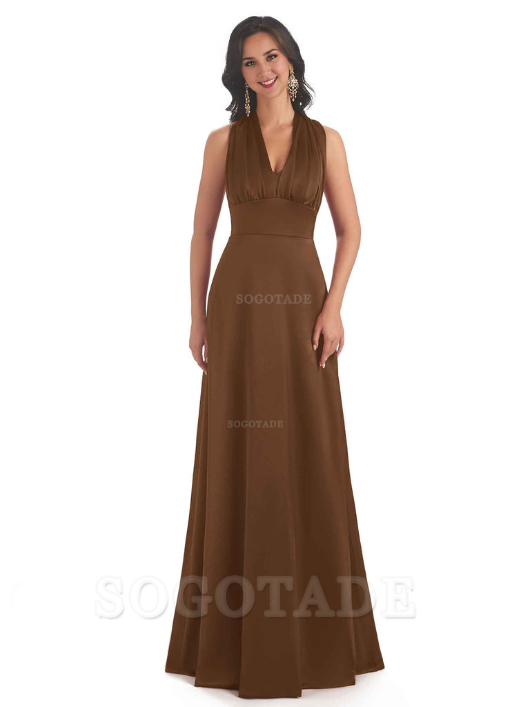 Convertiable Soft Satin A-Line Long Wedding Bridesmaid Dresses Online prom dress in store