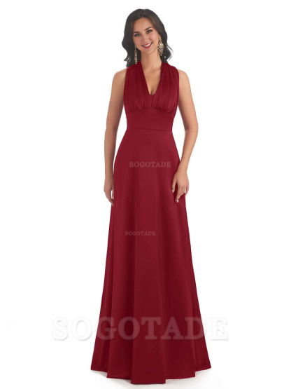 Convertiable Soft Satin A-Line Long Wedding Bridesmaid Dresses Online prom dress in store