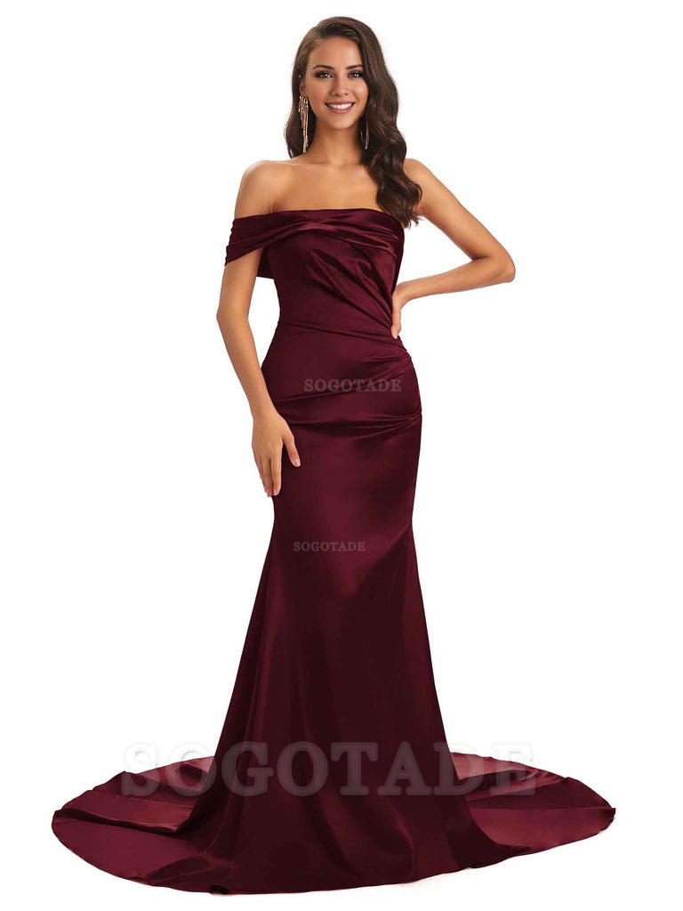 Sexy Soft Satin One Shoulder Long Unique Mermaid Bridesmaid Dresses Elegant Evening Party Dress