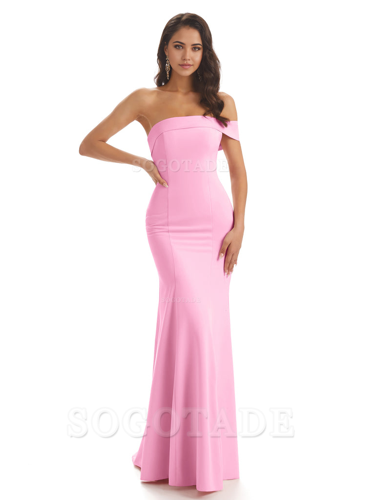 Mermaid One Shoulder Floor-Length Satin Sexy formal dresses evening gown Bridesmaid Dresses