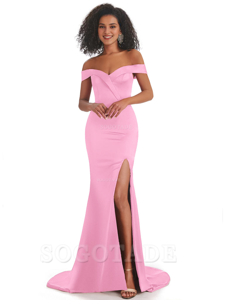 Sexy Mermaid Soft Satin Off The Shoulder Long African Bridesmaid Dresses prom shop dresses
